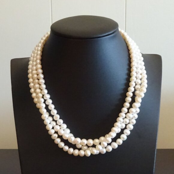 Fresh Water Pearl Triple-Strand Necklace - Picture 3 of 4